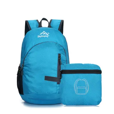 (Blue) 22L Outdoor Folding Backpack Waterproof Shoulder Rucksack Storage Bag Men Women Sports Tr