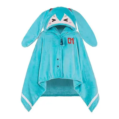 Hatsune Miku Wearable Hooded Throw Blanket For Adults Soft Warm Flannel Fleece Cloak Anime Vocal