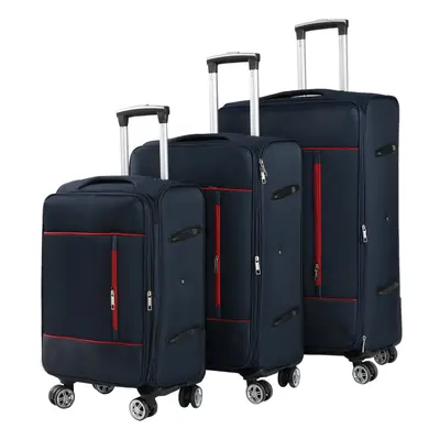 (Navy 3PC Set) Cabin Luggage Lightweight Suitcase Set Wheels