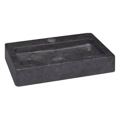 vidaXL Sink Black 38x24x6.5 cm Marble Natural Stone Basin Washroom Bathroom