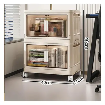 (white, 40cm-3 layer) Large Capacity Organizer Cabinet Double Door Open Storage Box With Lid Whe