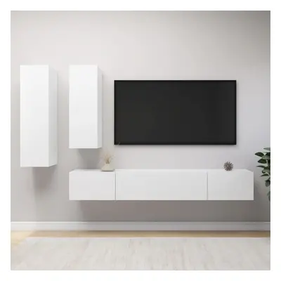 vidaXL TV Cabinet Set Piece White Engineered Wood Furniture TV Stand Cabinet