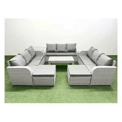 Fimous PE Rattan Lounge Sofa Set Seater Outdoor Garden Furniture Set with3 Seater Sofa Big Foots