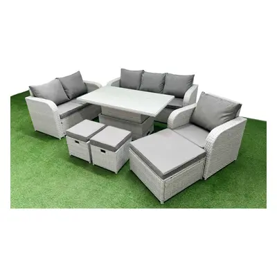 Fimous Patio PE Wicker Seater Outdoor Rattan Furniture Sofa Sets with Adjustable Lifting Dining 