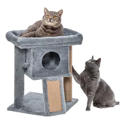 PawHut Cat Tree Activity Centre W/ Scratching Pad, Toy Ball, Cat House - Grey