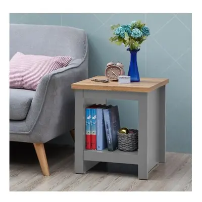 Lisbon Side Lamp Table Bedside Cabinet With Open Storage Light Grey