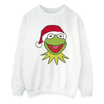 (L, White) Disney Womens/Ladies Muppets Kermit Christmas Head Sweatshirt