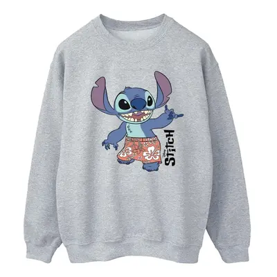 (L, Sports Grey) Disney Womens/Ladies Lilo & Stitch Bermuda Shorts Sweatshirt