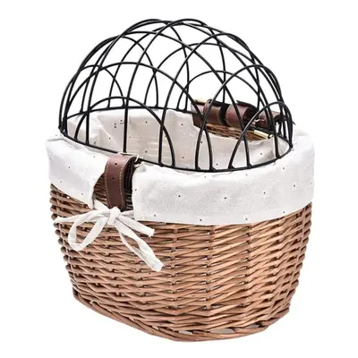 Dog Bicycle Front Handlebar Basket Pets Handwoven Wicker Road Bike Basket Pet