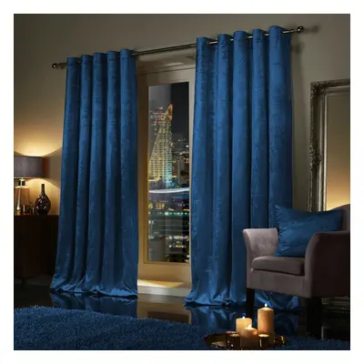 (66" x 90" (168cm x 228cm), Blue Velvet Curtain) Velvet Curtains Eyelet Ring Top Pair Fully Line