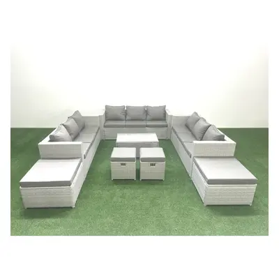 Fimous Pieces Rattan Garden Furniture Set Outdoor Garden Sofa Coffee Table Set with Footstools L