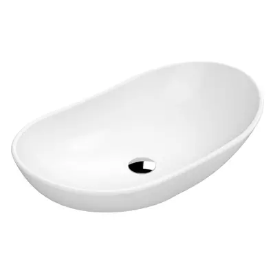 Round Matt Ceramic Countertop Vessel Without Overflow - 615mm - Matt White