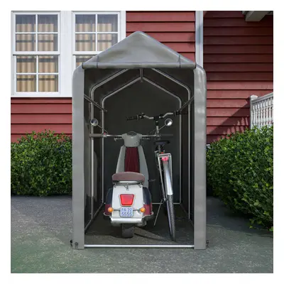 (Small) BIRCHTREE Garden Bike Storage Tent Shed Steel Frame PE Cover Waterproof S/L Grey