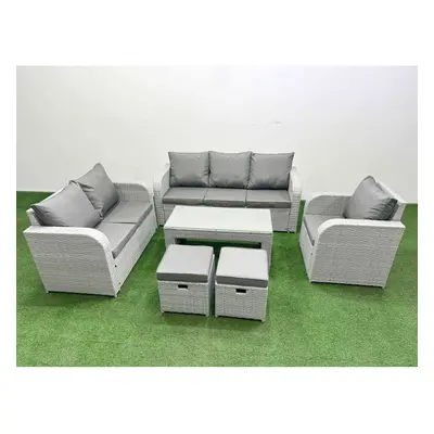 Fimous Patio PE Wicker Seater Outdoor Rattan Furniture Sofa Sets with Reclining Chair Loveseat S