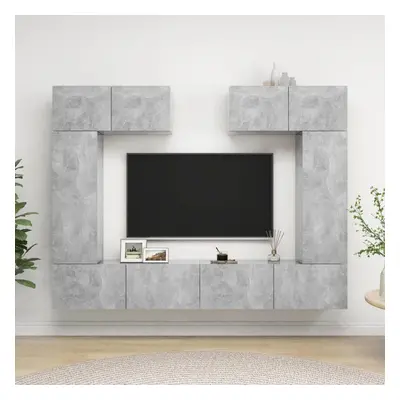 vidaXL TV Cabinet Set Piece Concrete Grey Chipboard Furniture TV Hifi Set