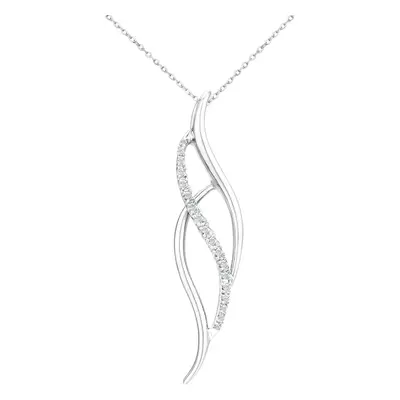 Jewelco London 9ct White Gold Round 10pts Diamond Twist Pendant Necklace inch 46cm - PP0AXL2443W