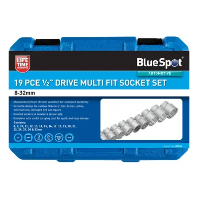 BlueSpot 19Piece Multi Fit 1/2" Drive Socket Set (8-32mm)