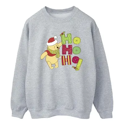 (M, Sports Grey) Disney Mens Winnie The Pooh Ho Ho Ho Scarf Sweatshirt