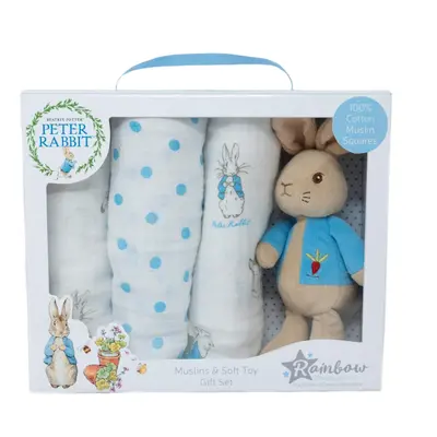 Beatrix Potter Peter Rabbit Soft Toy & Muslin Squares Gift Set