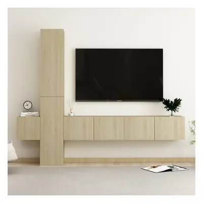 vidaXL Piece TV Cabinet Set Sonoma Oak Engineered Wood