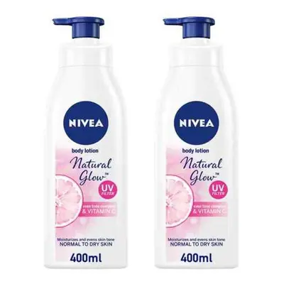 NIVEA Moisturiser Even Tone Body and hand Lotion Natural Glow 400ml Pack of