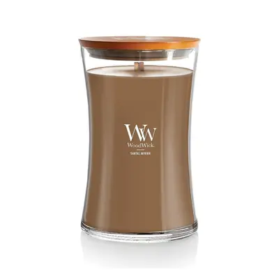 WoodWick Large Hourglass Candle Santal Myrrh - Premium Soy Blend Wax Pluswick Innovation Wood Wi