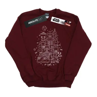 (S, Burgundy) Star Wars Womens/Ladies Empire Christmas Sweatshirt