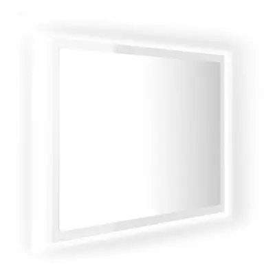 vidaXL LED Bathroom Mirror High Gloss White 60x8.5x37 cm Acrylic Wall Mirror