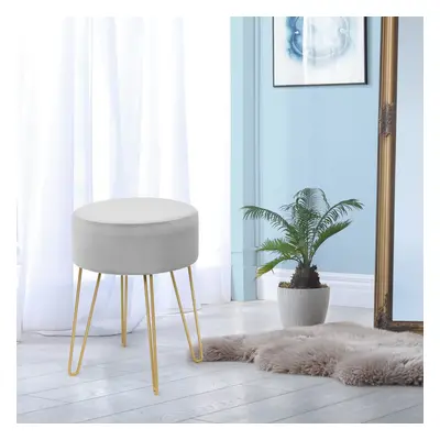 Velvet Round Footstool Ottoman Footrest Makeup Dressing Chair Seat