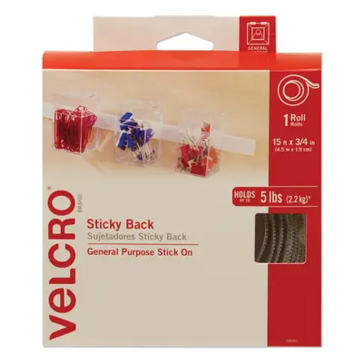 VELCRO(R) Brand Sticky Back Tape .75X15'-White -90082