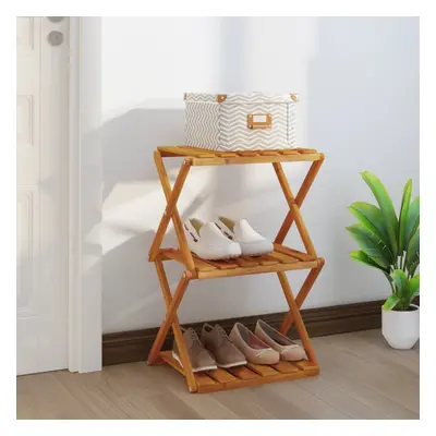 vidaXL Solid Wood Acacia 3-Tier Folding Shelf Brown 43x31x63 cm Shoe Rack