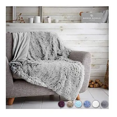 FAIRWAYUK Fluffy Faux Fur Throw 150x200 cm, Premium Longhair Warm Cosy Fluffy Blanket for Bed, U