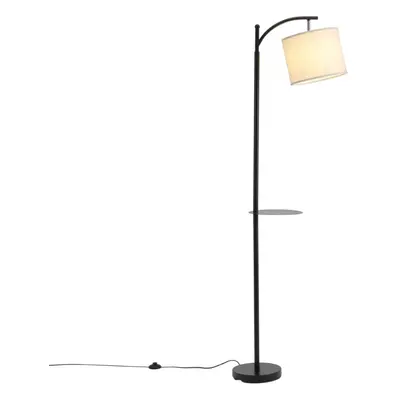 Dimmable Floor Lamp with Shelves Standing Reading Lamp Adjustable Linen Lampshade