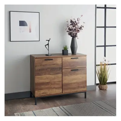 Tromso Sideboard rustic charm with elegant walnut effect finish -Black