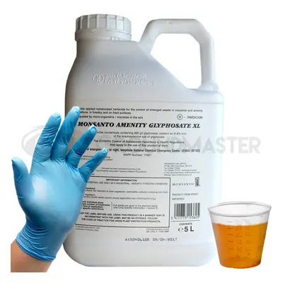 1 X 5L Monsanto Amenity Xl Very Strong Glyphosate Weedkiller + Free Cup & Glove