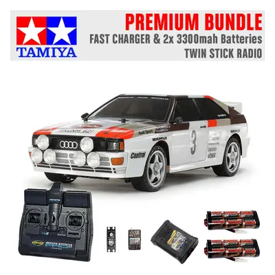 TAMIYA RC Audi Quattro A2 Rally (TT-02) 1:10 Premium Stick Radio Bundle