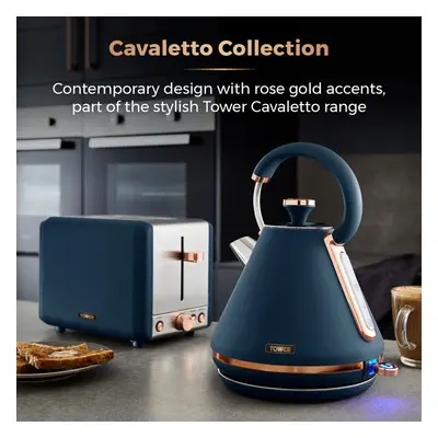 Tower Cavaletto Pyramid Kettle & Slice Toaster Midnight Blue/Rose Gold