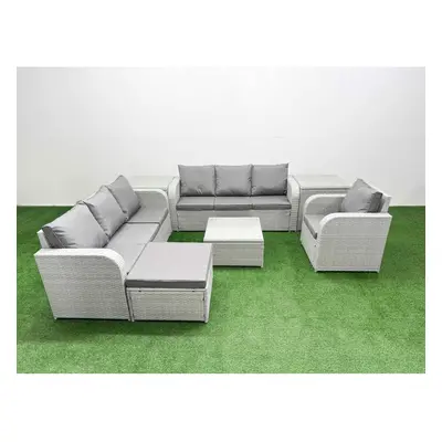 Fimous Seater Poly Rattan Outdoor Garden Furniture Square Coffee Table Sofa Set Patio Reclining 