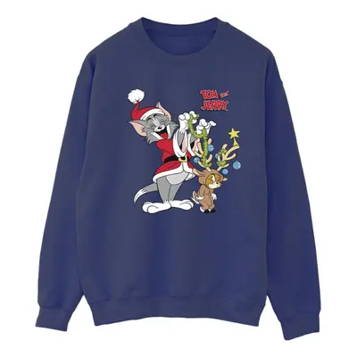 (L, Navy Blue) Tom & Jerry Womens/Ladies Christmas Reindeer Sweatshirt