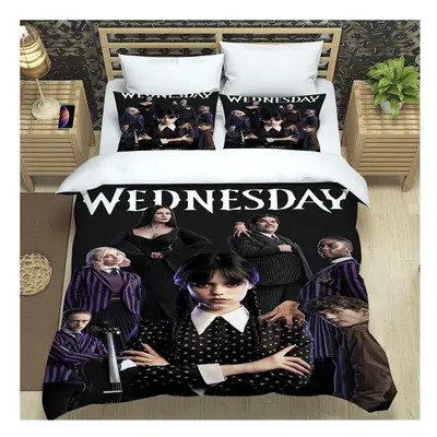 (Addams Family, 220*240) Piece Wednesday Bedding Set Bedroom Decorations Supplies Bed