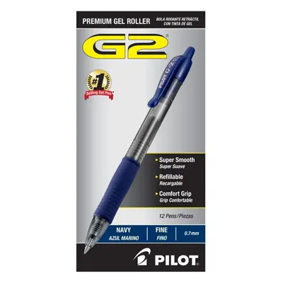 Pilot G2 Premium Gel Roller Pens Fine Point 0.7 mm Navy Blue Pack of