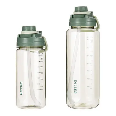 (Green, 2000ml) 2000ml Large Capacity Water Bottles With Detachable Straw Portable Outdoor Sport