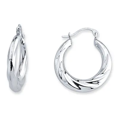 Jewelco London Ladies Sterling Silver Water Ripples Creole Creole Hoop Earrings 19mm - ER81