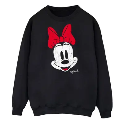 (L, Black) Disney Womens/Ladies Minnie Mouse Face Cotton Sweatshirt