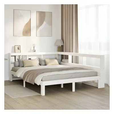 vidaXL Bookcase Bed without Mattress White 150x200 cm King Size Solid Wood Pine