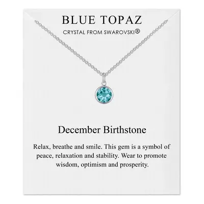 December (Blue Topaz) Birthstone Necklace Created with Swarovski Crystals