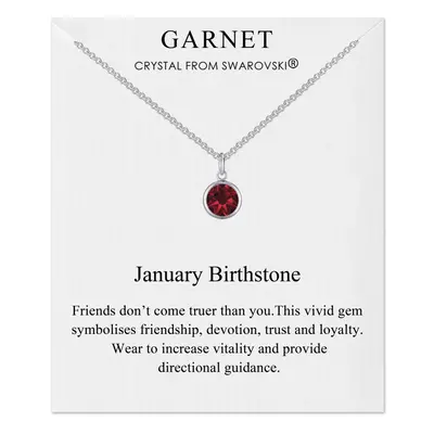 January (Garnet) Birthstone Necklace Created with Swarovski Crystals