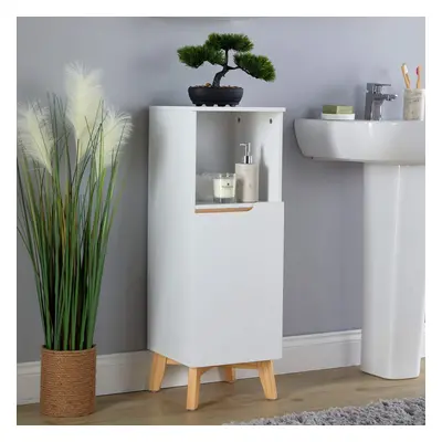 (Floor White - Door) Bathroom Floor / Wall Mounted Cabinet Vanity Unit