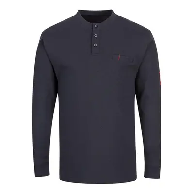 (S, Navy) Portwest Mens Flame Resistant Henley T-Shirt