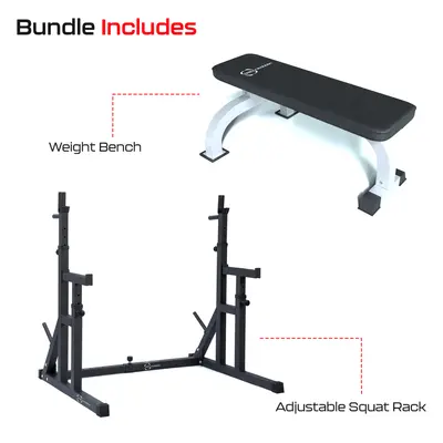 Home Gym Weightliftings Squat Rack Flat Weight Bench Set